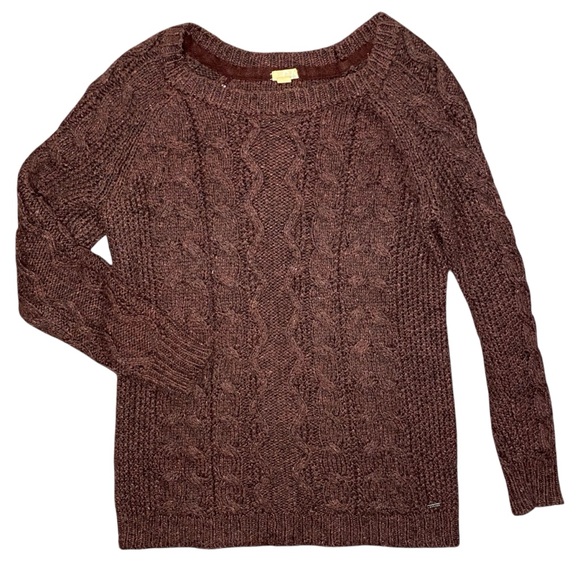 Garage Sweaters - Garage Purple-Maroon Cable Knit Sweater
